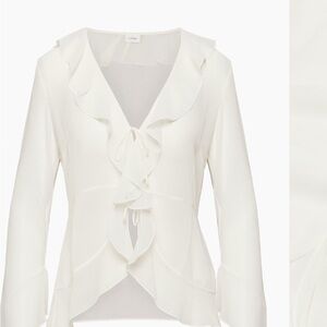 Aritzia White Ruffle Blouse